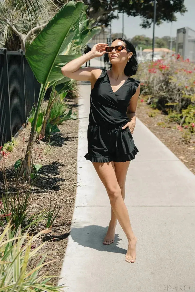 Aurea Women’s Ruffle Detail Romper  Drako Watches