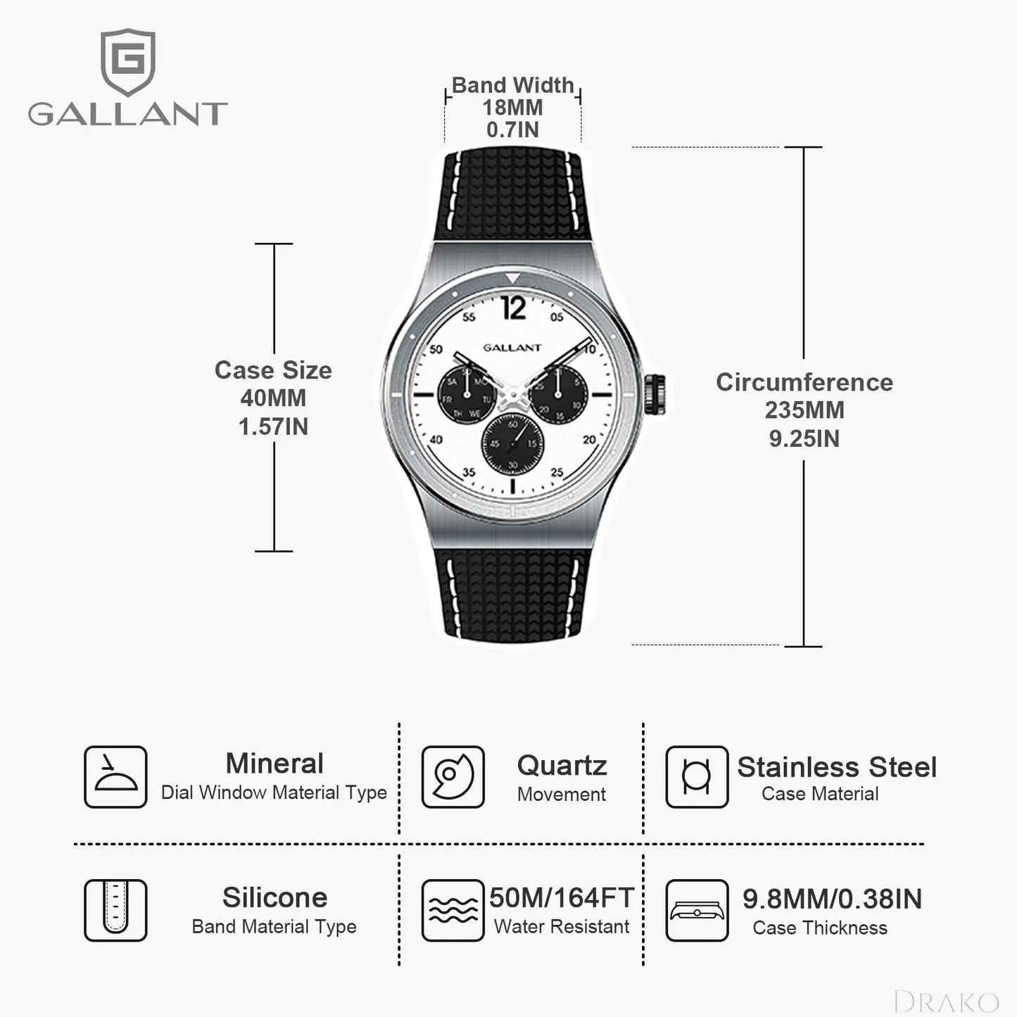 GALLANT - Monochrome Drako Watches Men's Watches