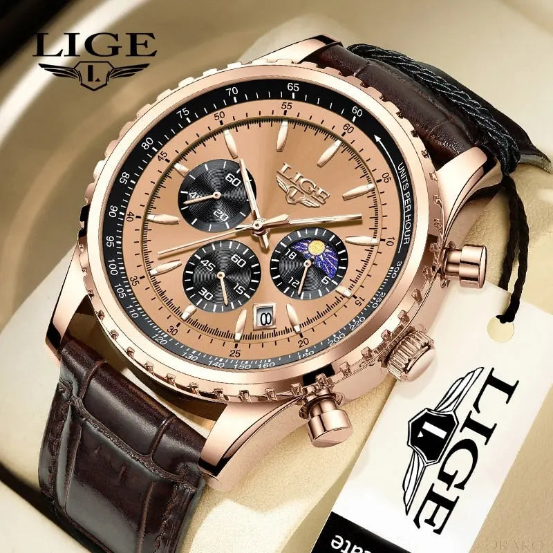LIGE - Diamond  Drako Watches Men's Watches