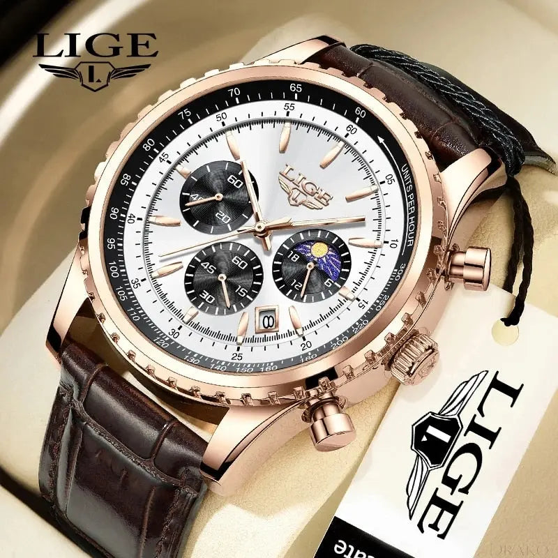 LIGE - Diamond  Drako Watches Men's Watches