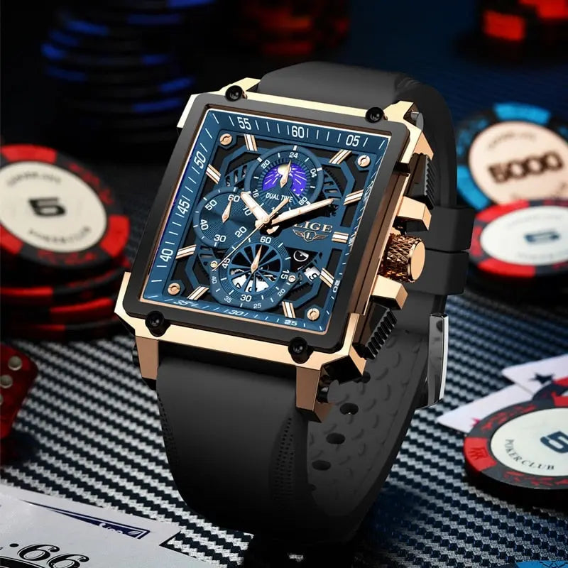LIGE - Hollow Temple Drako Watches Men's Watches