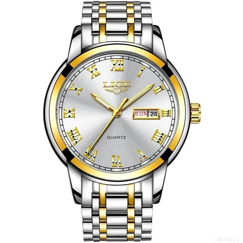LIGE - Roman Steel Drako Watches Men's Watches