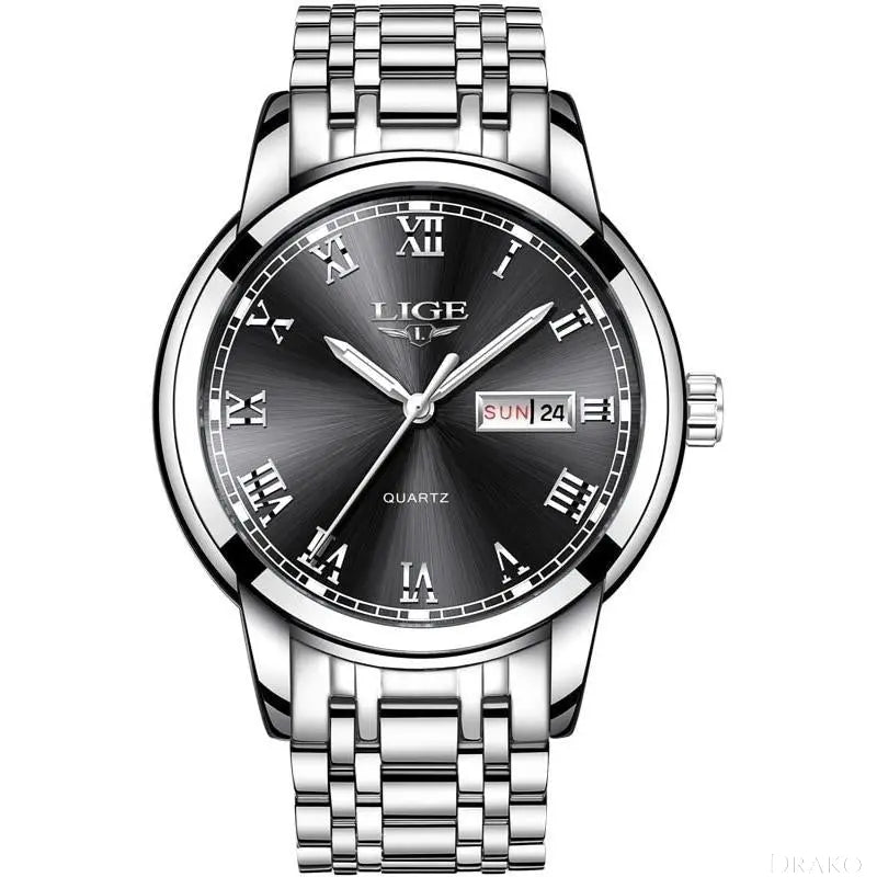 LIGE - Roman Steel Drako Watches Men's Watches