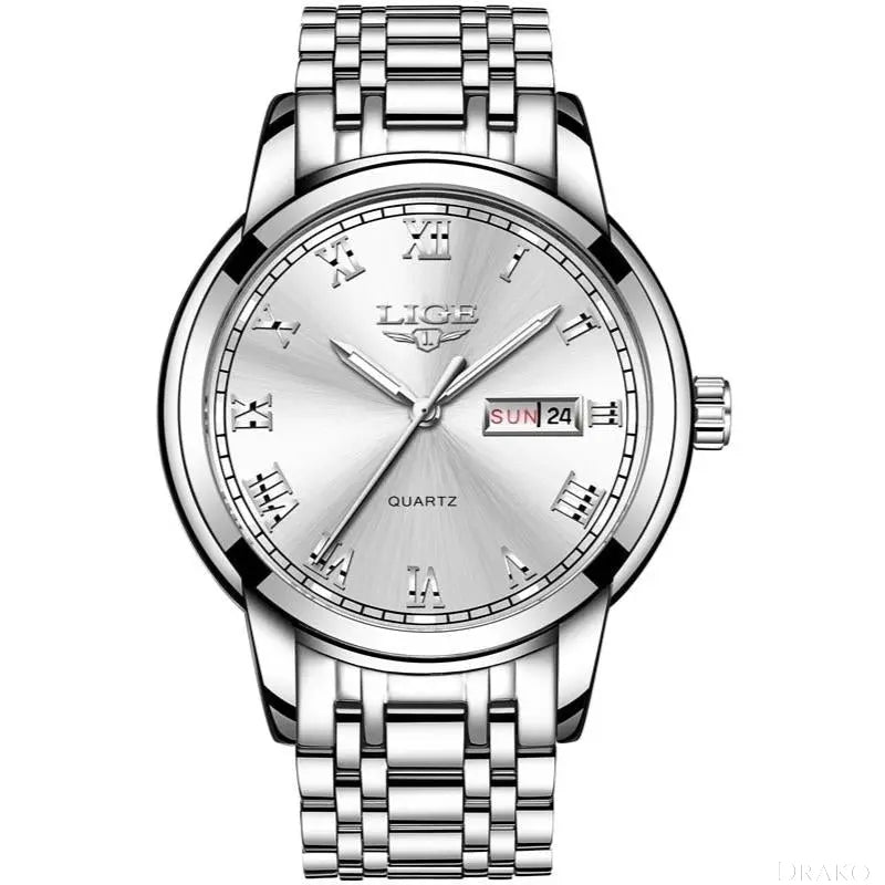 LIGE - Roman Steel Drako Watches Men's Watches