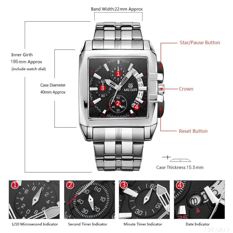 MEGA® - Sports Drako Watches Men's Watches