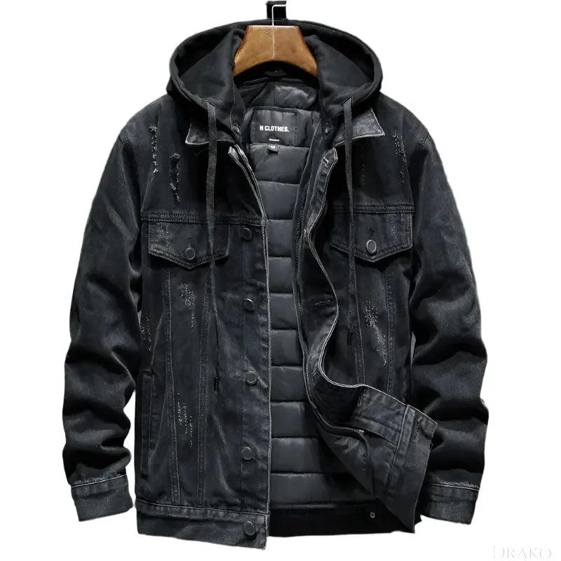 Men’s 2-in-1 Denim Jacket with Removable Inner Layer  Drako Watches Jacket