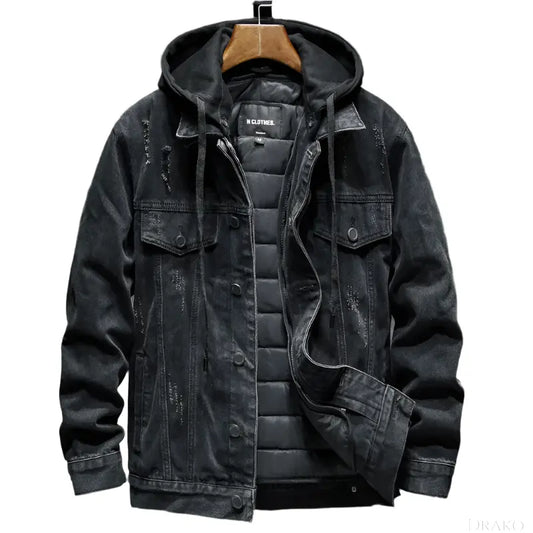 Men’s 2-in-1 Denim Jacket with Removable Inner Layer  Drako Watches Jacket