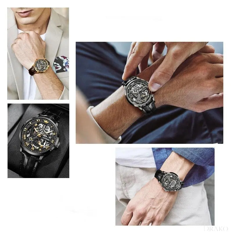OUPINKE - Skeleton  Drako Watches Men's Watches