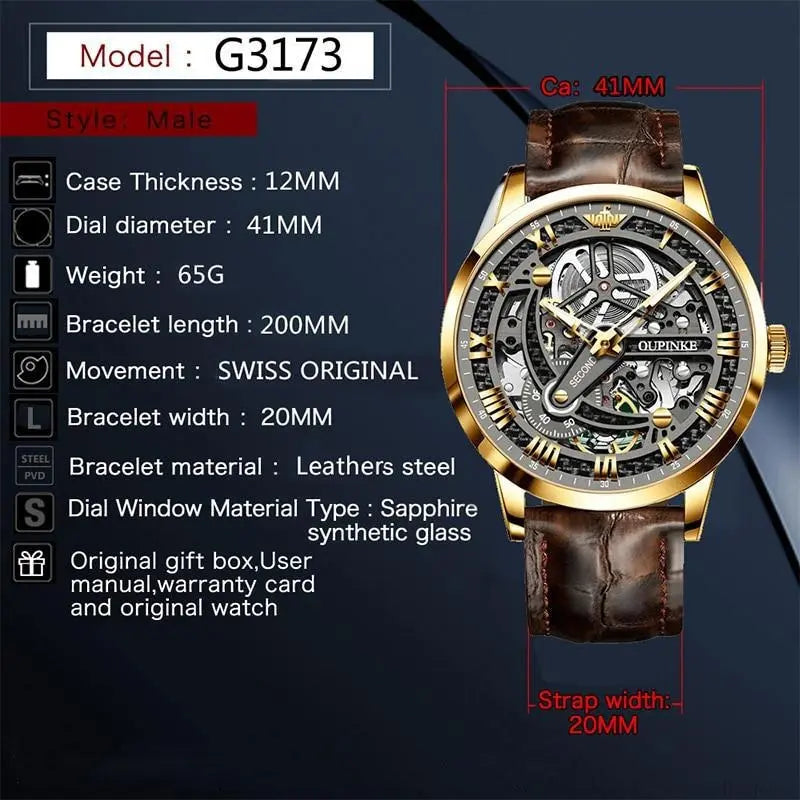 OUPINKE - Skeleton  Drako Watches Men's Watches