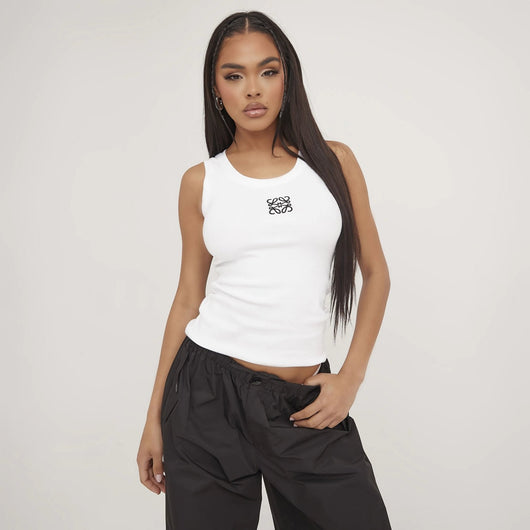 Women’s Ribbed Tank Top | Delicate Chest Embroidery | Stretch Knit Fabric | Comfortable Fit  Drako™️