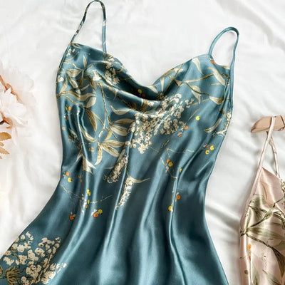 Léa Floral Satin Nightgown  Drako Watches