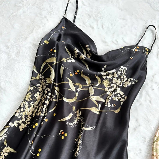 Léa Floral Satin Nightgown  Drako Watches