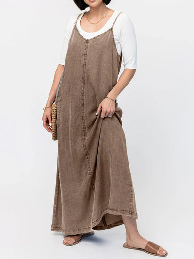 Vintage-Inspired Loose Fit Denim Maxi Dress  Drako™️