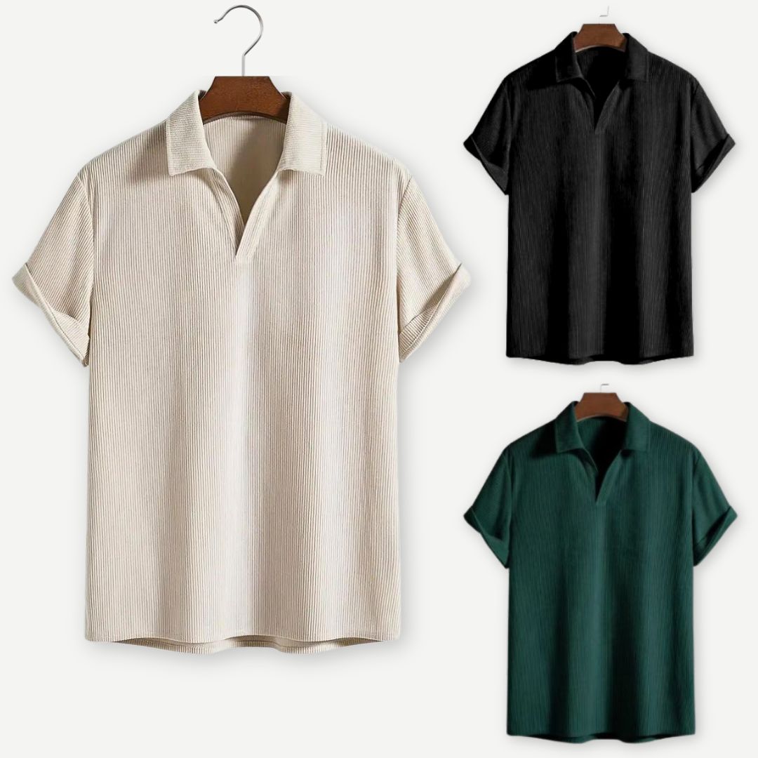 Ribbed Johnny Collar Polo  Drako Watches