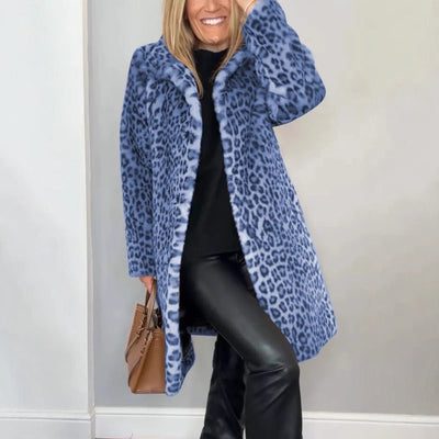Mid-length Coat with Soft Fur Leopard Print  Drako Watches