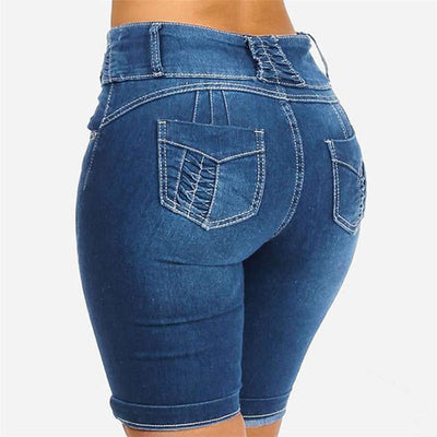 Mid Rise Buttons Stretch Denim Shorts - Clearance Sale  Drako™️