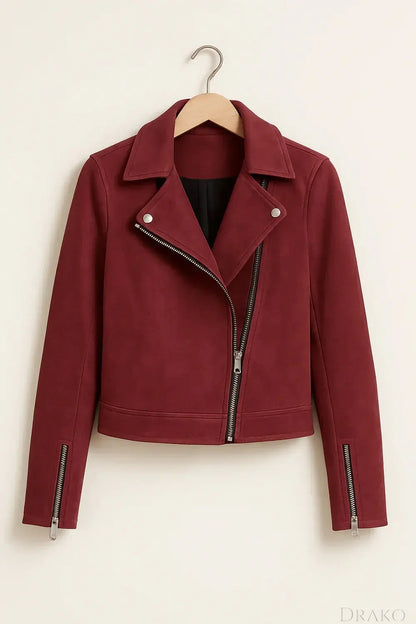 Aria Women’s Zipper Moto Bomber Jacket  Drako Watches