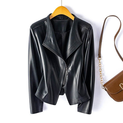 Elegant and structured vegan leather jacket by Sophie  Drako Watches