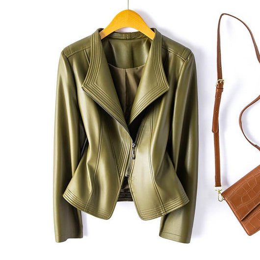 Elegant and structured vegan leather jacket by Sophie  Drako Watches