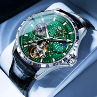 Black Green Leather