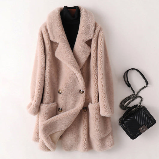 Léa elegant faux fur shearling coat  Drako Watches
