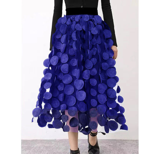 Women’s Midi Skirt | Polka Dot & Tulle Patchwork | Lightweight Breathable Fabric | Comfortable Fit  Drako™️