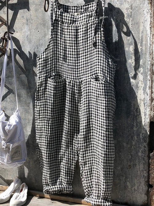 Vallera Striped Linen Overalls