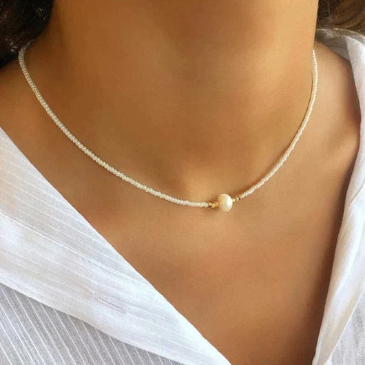 Necklace for Women | Freshwater Pearl Centerpiece | Handcrafted Beaded Design | Elegant Everyday Wear  Drako™️