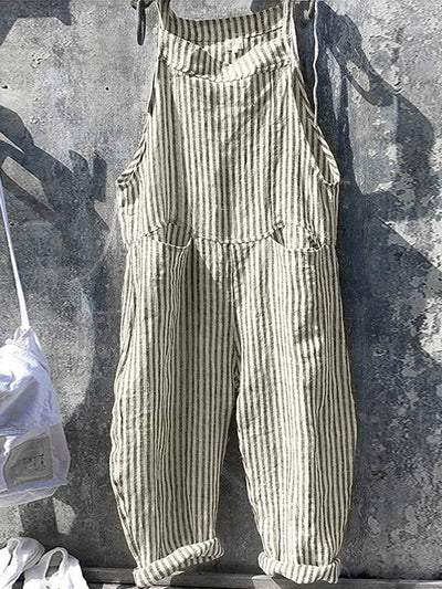 Women's Striped Wide Leg Overalls  Drako™️