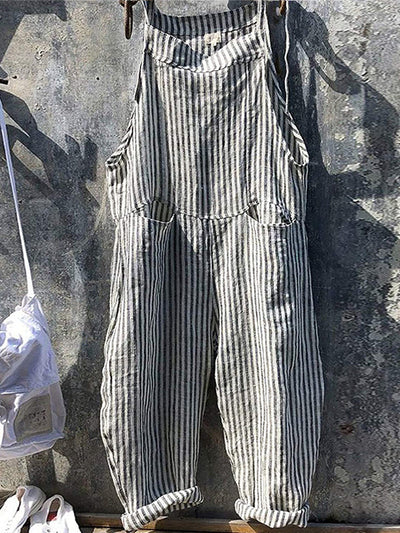 Women's Striped Wide Leg Overalls  Drako™️